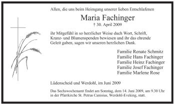 Traueranzeige von Maria Fachinger von Tageszeitung