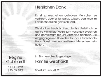 Traueranzeige von Regine Gebhardt von Tageszeitung