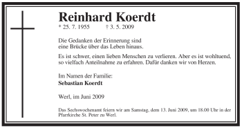Traueranzeige von Reinhard Koerdt von Tageszeitung