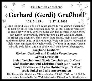 Traueranzeige von Gerhard Graßhoff von Tageszeitung