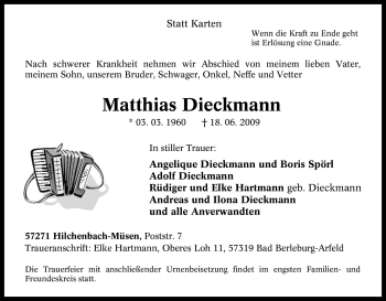 Traueranzeige von Matthias Dieckmann von Tageszeitung