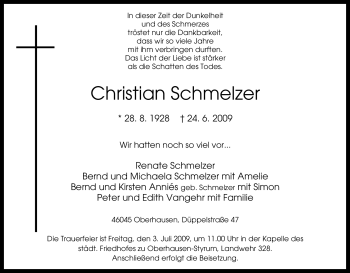 Traueranzeige von Christian Schmelzer von Tageszeitung