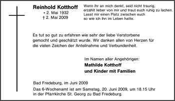 Traueranzeige von Reinhold Kotthoff von Tageszeitung