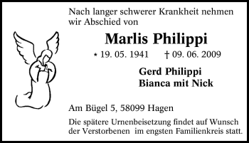 Traueranzeige von Marlis Philippi von Tageszeitung