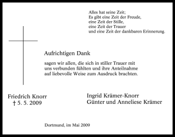 Traueranzeige von Friedrich Knorr von Tageszeitung