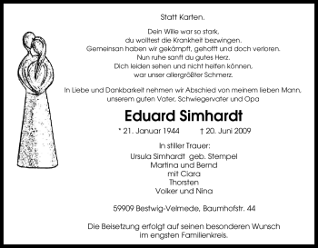 Traueranzeige von Eduard Simhardt von Tageszeitung