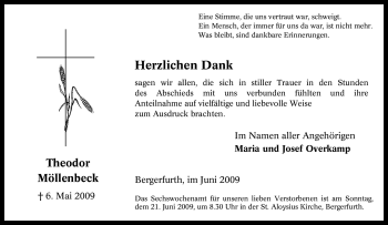 Traueranzeige von Theodor Möllenbeck von Tageszeitung