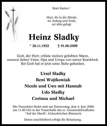 Traueranzeige von Heinz Sladky von Tageszeitung