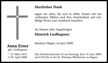 Traueranzeige von Anna Erner von Tageszeitung
