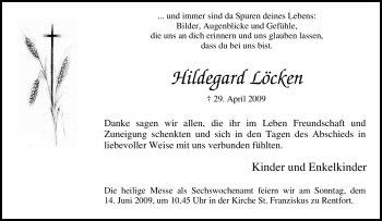 Traueranzeige von Hildegard Löcken von Tageszeitung