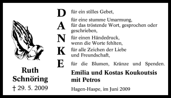 Traueranzeige von Ruth Schnöring von Tageszeitung