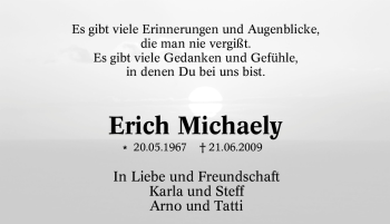 Traueranzeige von Erich Michaely von Tageszeitung