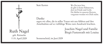 Traueranzeige von Ruth Nagel von Tageszeitung