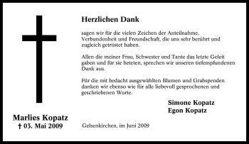 Traueranzeige von Marlies Kopatz von Tageszeitung