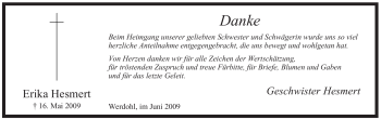 Traueranzeige von Erika Hesmert von Tageszeitung