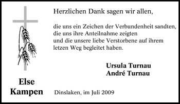 Traueranzeige von Else Kampen von Tageszeitung