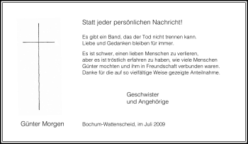 Traueranzeige von Günter Morgen von Tageszeitung