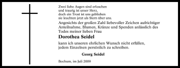 Traueranzeige von Dorothea Seidel von Tageszeitung