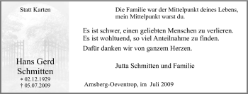 Traueranzeige von Hans Gerd Schmitten von Tageszeitung