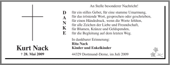 Traueranzeige von Kurt Nack von Tageszeitung