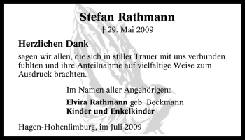 Traueranzeige von Stefan Rathmann von Tageszeitung