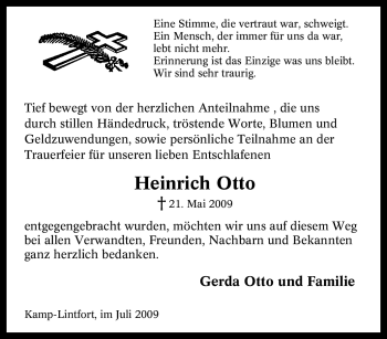 Traueranzeige von Heinrich Otto von Tageszeitung