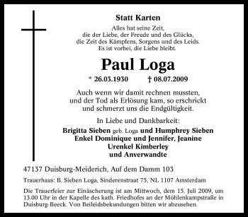 Traueranzeige von Paul Loga von Tageszeitung