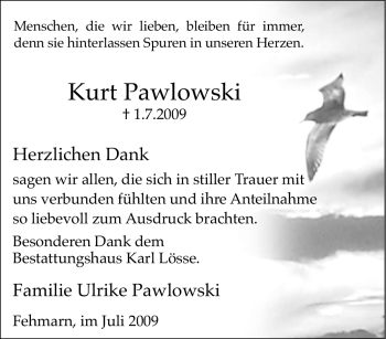 Traueranzeige von Kurt Pawlowski von Tageszeitung