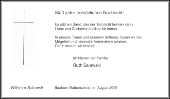 Traueranzeige von Wilhelm Salewski von Tageszeitung
