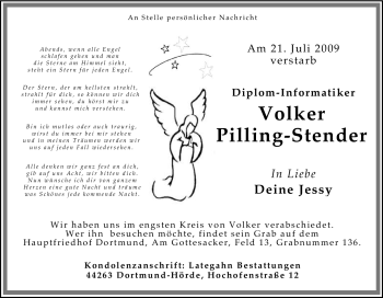 Traueranzeige von Volker Pilling-Stender von Tageszeitung