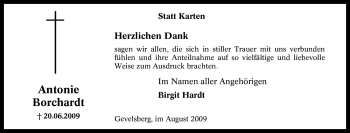 Traueranzeige von Antonie Borchardt von Tageszeitung