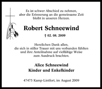 Traueranzeige von Robert Schneewind von Tageszeitung