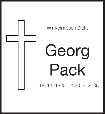 Traueranzeige von Georg Pack von Tageszeitung