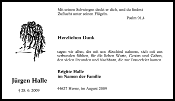 Traueranzeige von Jürgen Halle von Tageszeitung