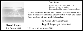 Traueranzeige von Bernd Regus von Tageszeitung