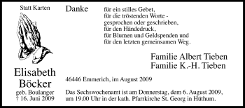 Traueranzeige von Elisabeth Böcker von Tageszeitung