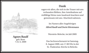 Traueranzeige von Agnes Raulf von Tageszeitung