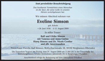 Traueranzeige von Eveline Simson von Tageszeitung