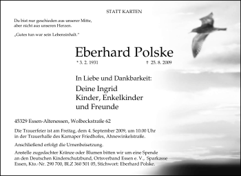 Traueranzeige von Eberhard Polske von Tageszeitung