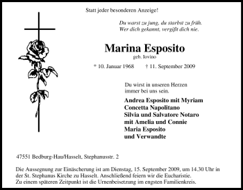 Traueranzeige von Marina Esposito von Tageszeitung
