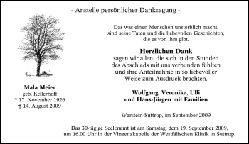 Traueranzeige von Mala Meier von Tageszeitung