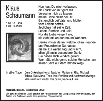 Traueranzeige von Klaus Schaumann von Tageszeitung