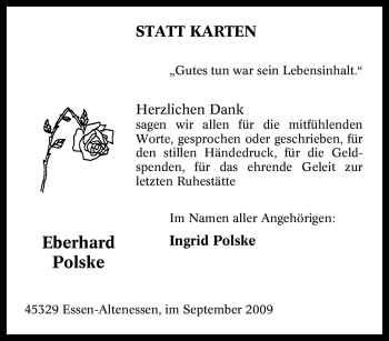 Traueranzeige von Eberhard Polske von Tageszeitung