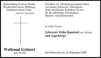 Traueranzeige von Waltraud Grünert von Tageszeitung