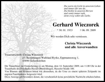 Traueranzeige von Gerhard Wieczorek von Tageszeitung