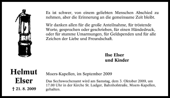 Traueranzeige von Helmut Elser von Tageszeitung