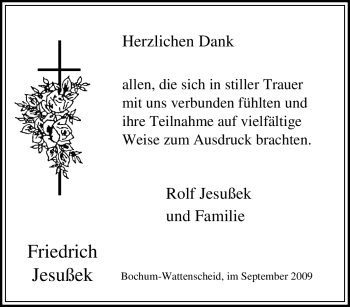 Traueranzeige von Friedrich Jesußek von Tageszeitung