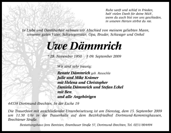 Traueranzeige von Uwe Dämmrich von Tageszeitung