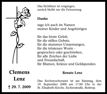 Traueranzeige von Clemens Lenz von Tageszeitung