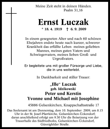 Traueranzeige von Ernst Luczak von Tageszeitung